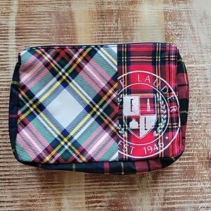 Estee Lauder Multi Colored Tartan Plaid Travel Cosmetic Bag‎ 9 x 6
